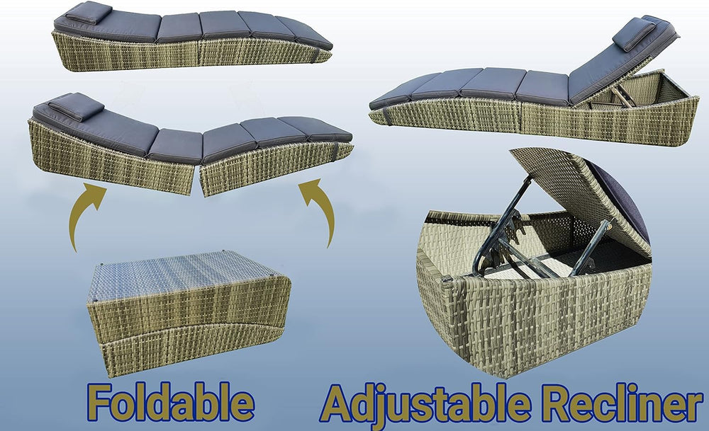 BTEXPERT lounger folded flat for compact storage and easy transport
