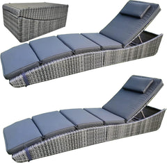 BTEXPERT front view of both grey loungers showing coordinated style and comfort