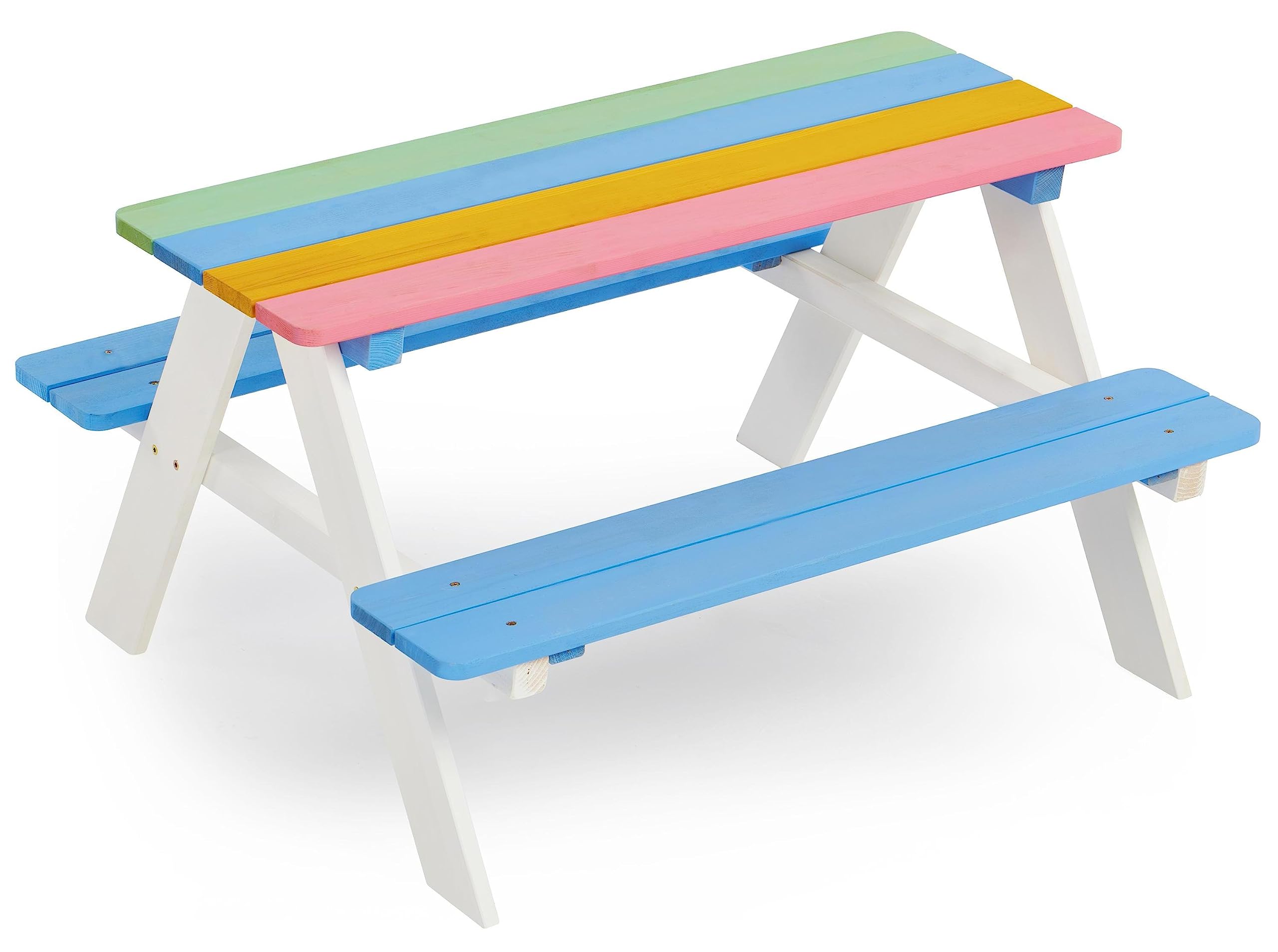 BTExpert picnic table front view showing colorful child-friendly design and stable seating benefits