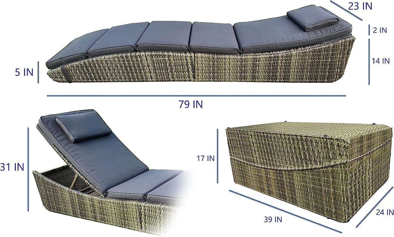 BTEXPERT lounger fully reclined with person reading demonstrating adjustable comfort