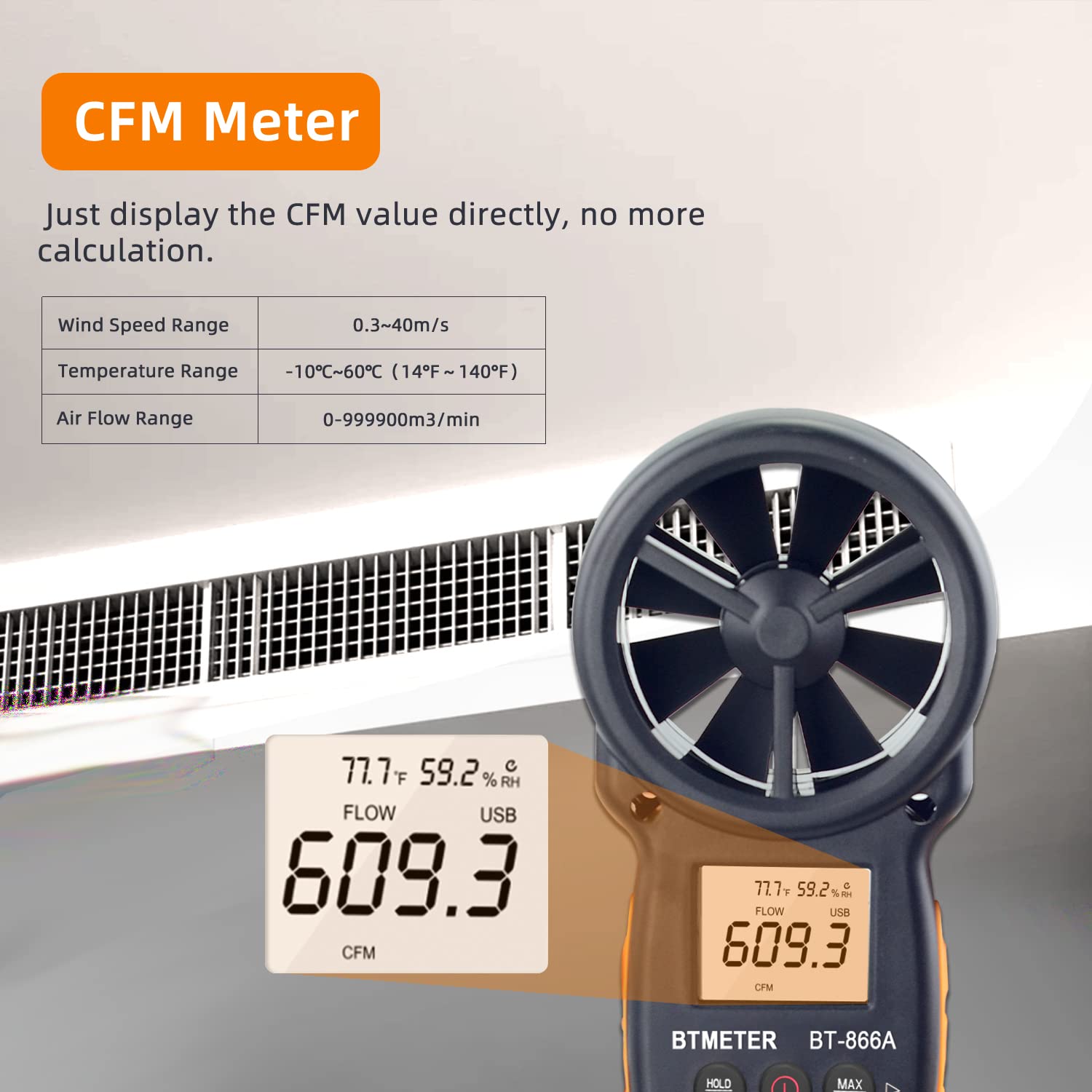 BTMETER 866A backlit screen in use for clear visibility on job sites