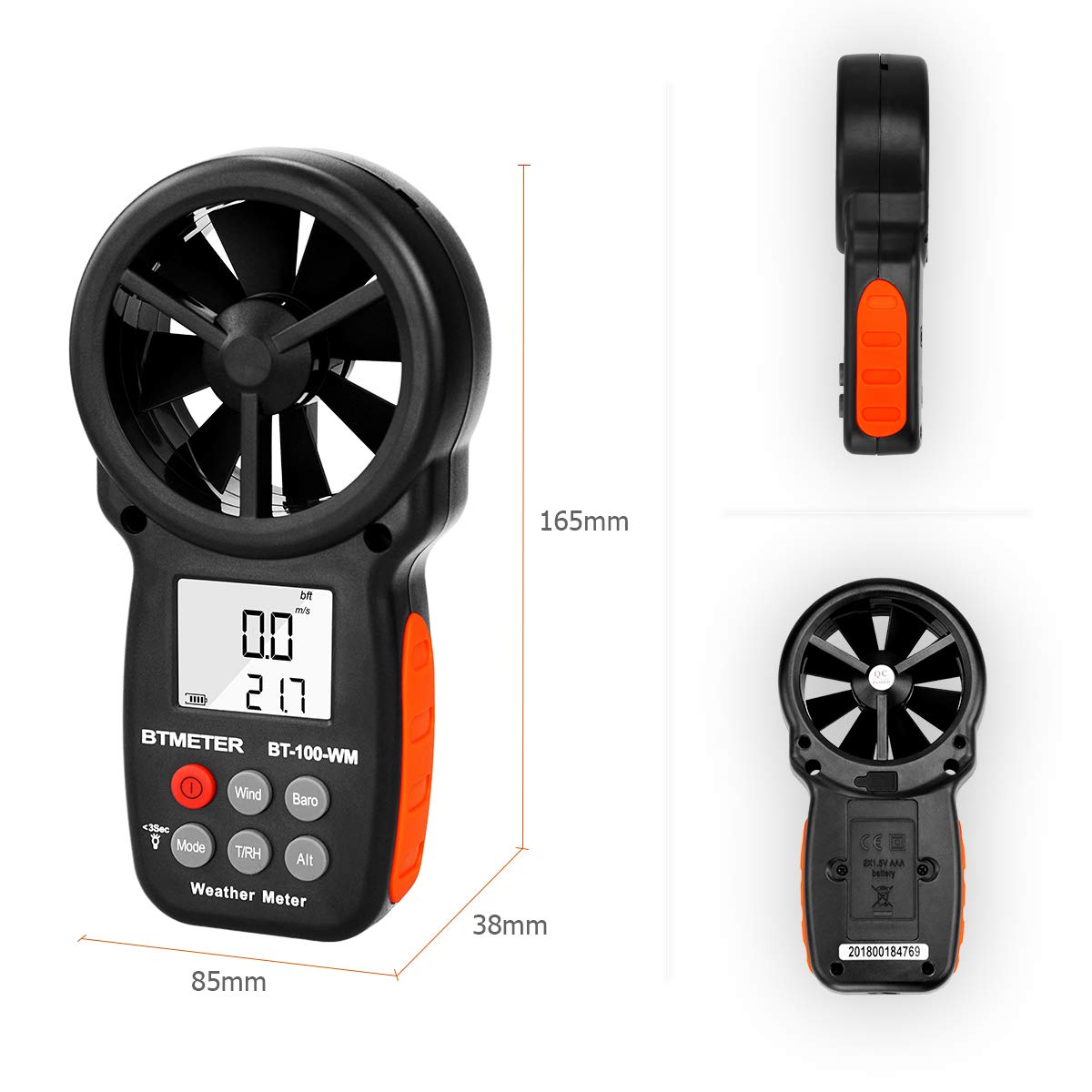BTMETER BT-100WM next to ruler showing pocket-sized portability