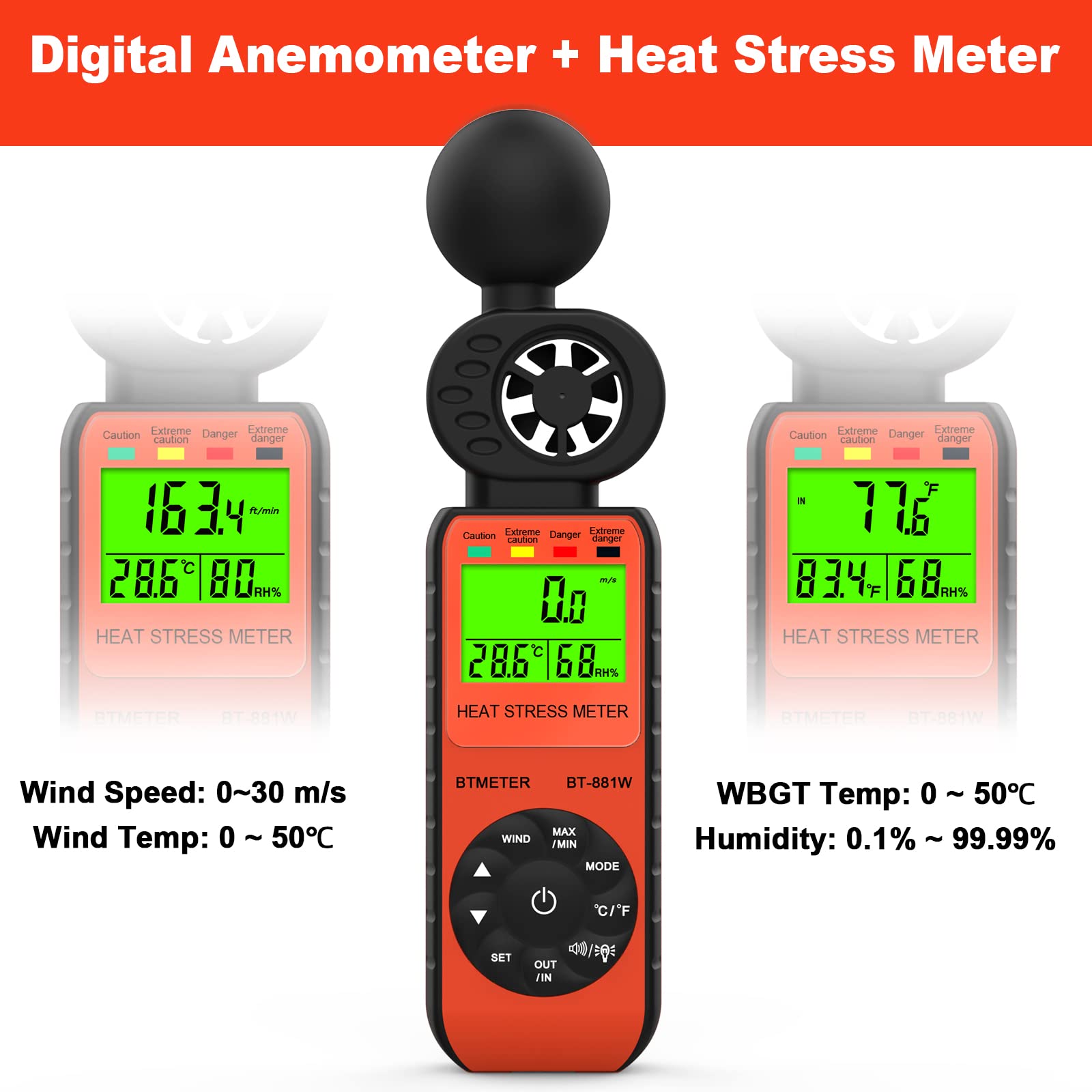 BTMETER backlit LCD display clear at night for reliable data viewing