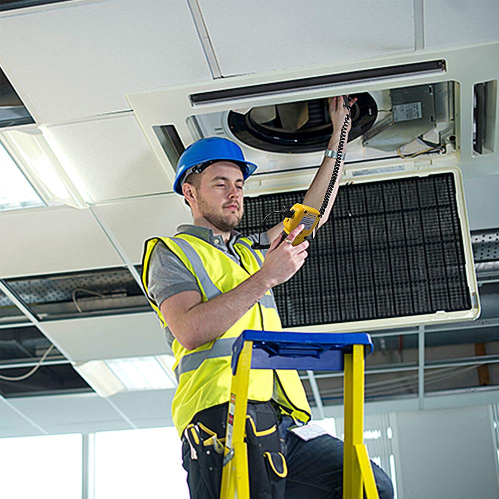 BTMETER in duct measurement demonstrating airflow testing in an HVAC duct