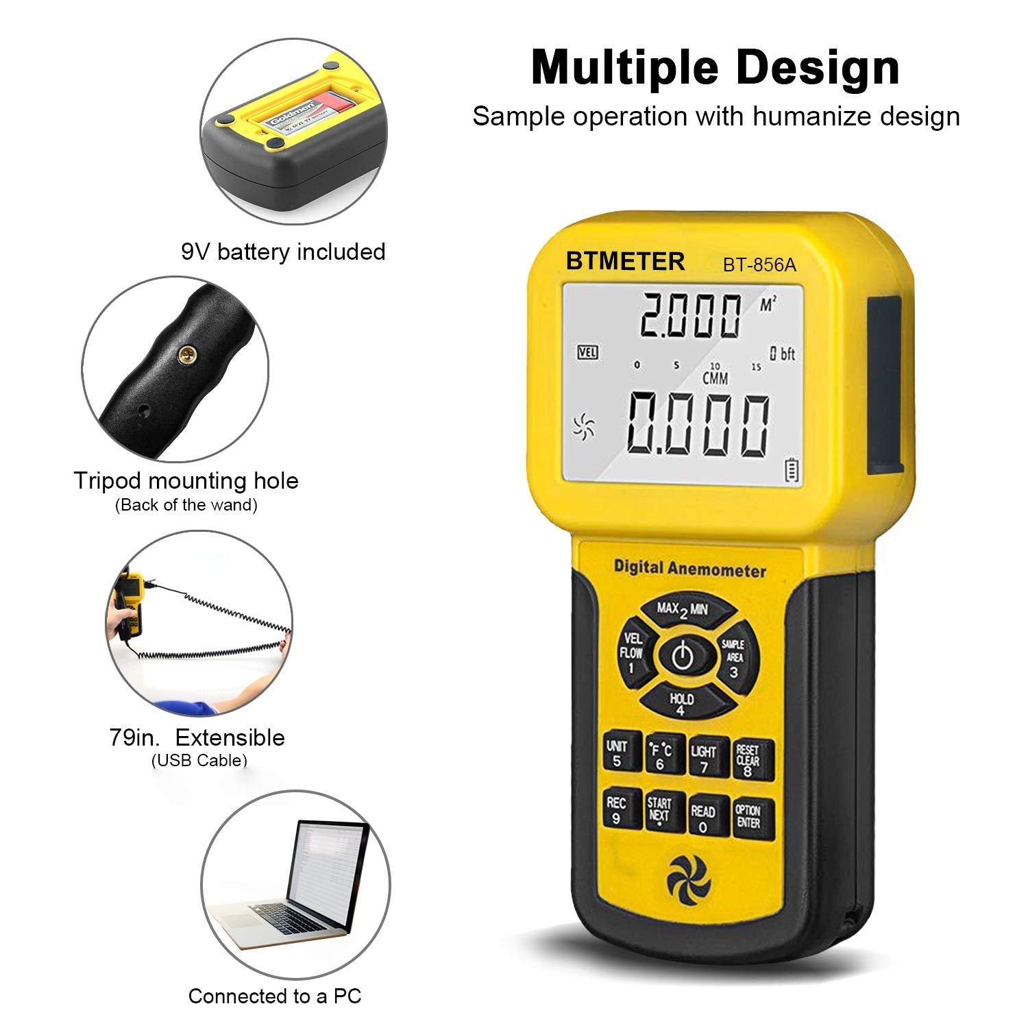BTMETER label and control buttons detail for intuitive operation and settings