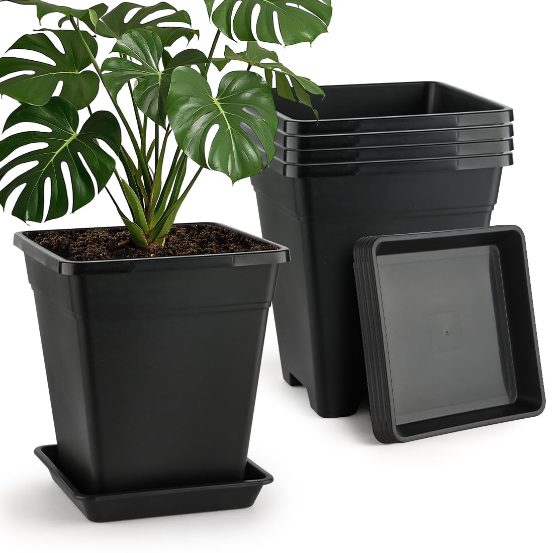 BTPLASTIK front view of 10-inch square planter showing matte finish and even rim