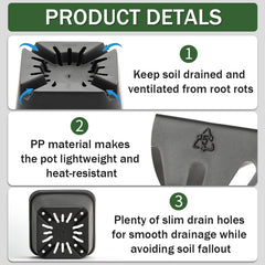 BTPLASTIK pots seated in a 1020 tray demonstrating tray compatibility and organization