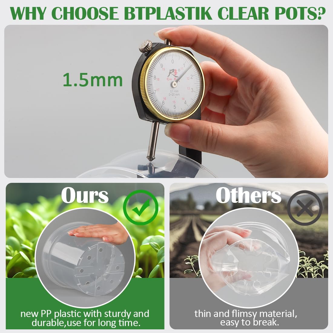 BTPLASTIK pots on a windowsill with herbs demonstrating healthy indoor cultivation