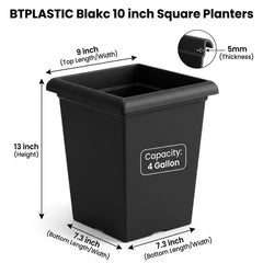 BTPLASTIK side profile highlighting 13-inch depth for deep-rooted plant growth and root health