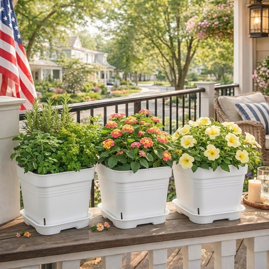 BTPLASTIK stacked planters stored compactly to save space when not in use