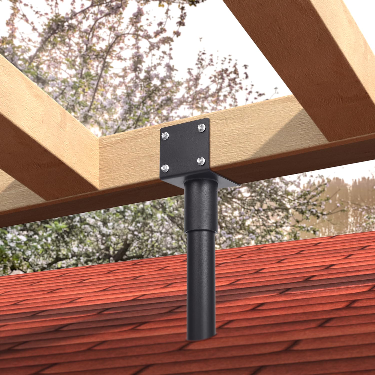 BTRAM risers used on terrace shade showing weatherproof durability and neat installation