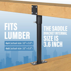 BTRAM riser fitted with 4x4 lumber to show correct sizing and secure fit