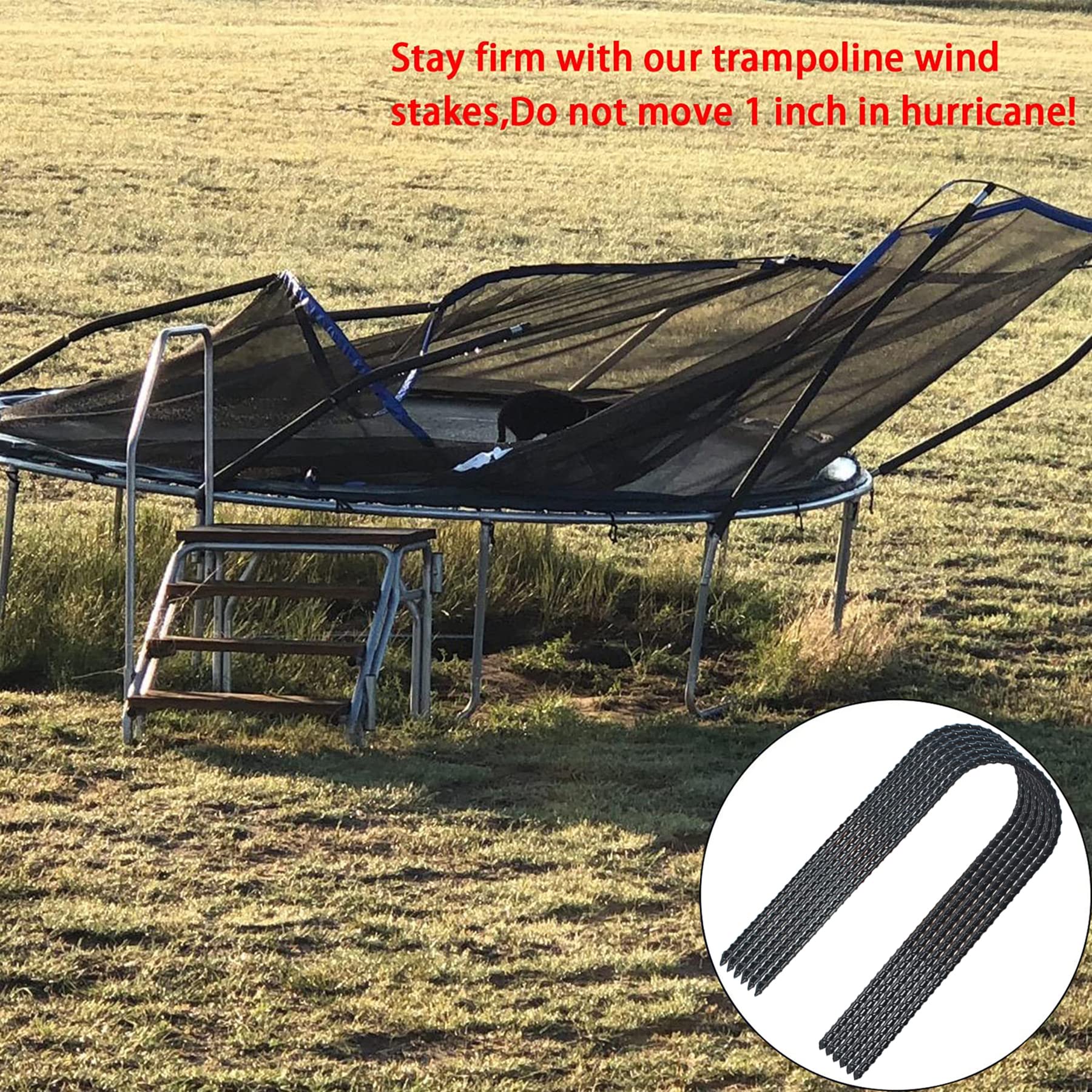BTSULYOO anchoring a trampoline leg showing firm stabilization and safety benefit