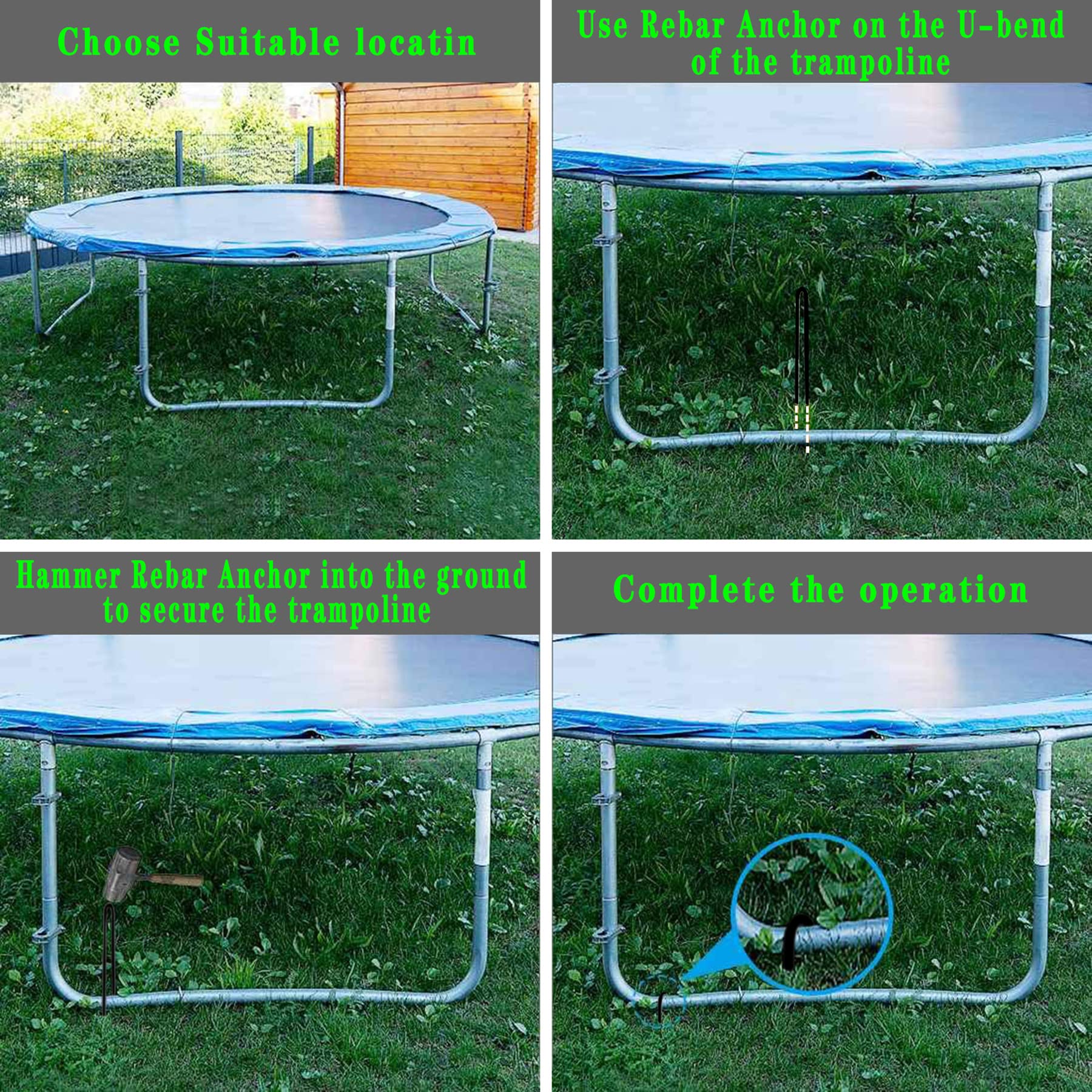 BTSULYOO stake installed in lawn demonstrating secure hold and reduced pull-out risk