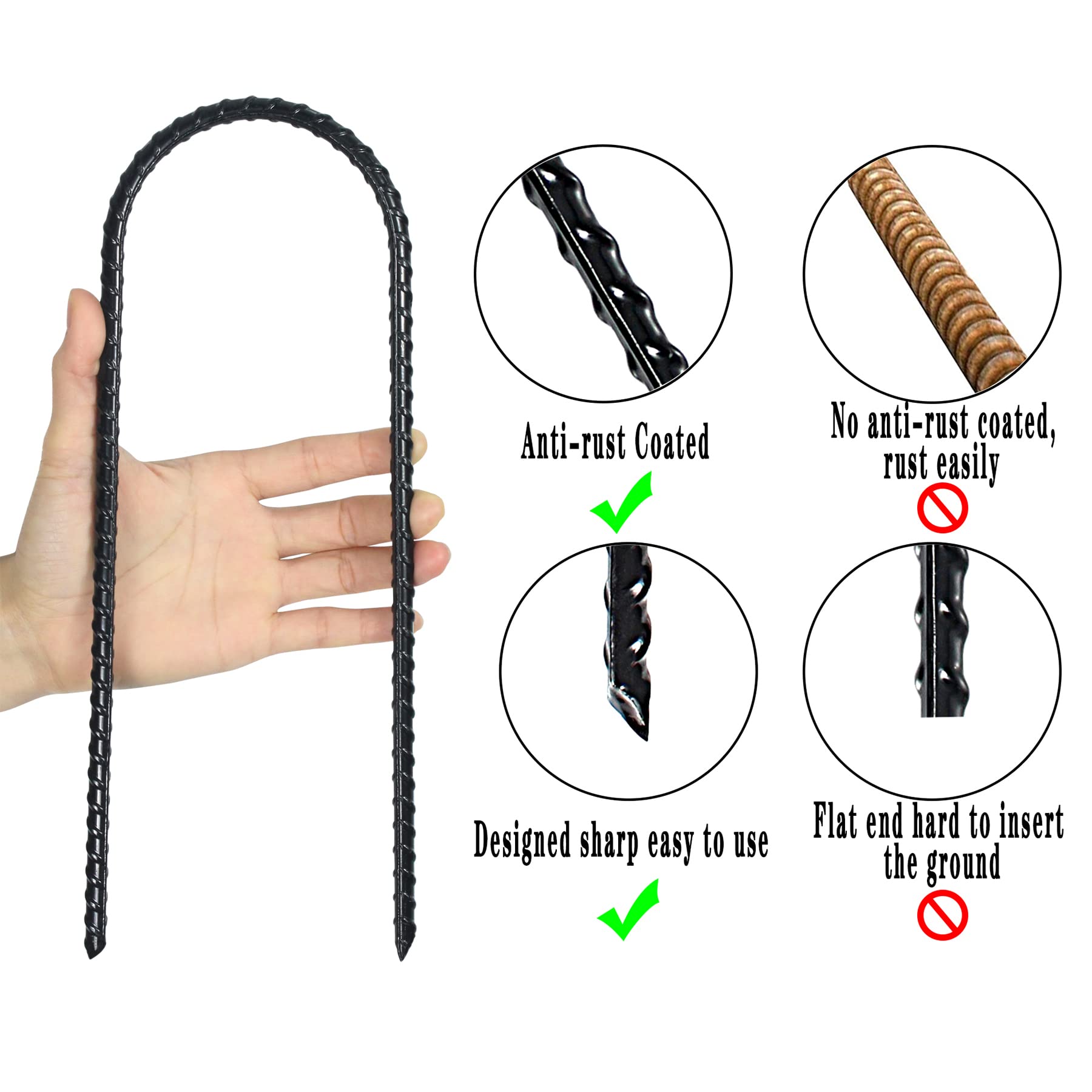 BTSULYOO sharp stake tip detail for easier ground penetration and reliable anchoring
