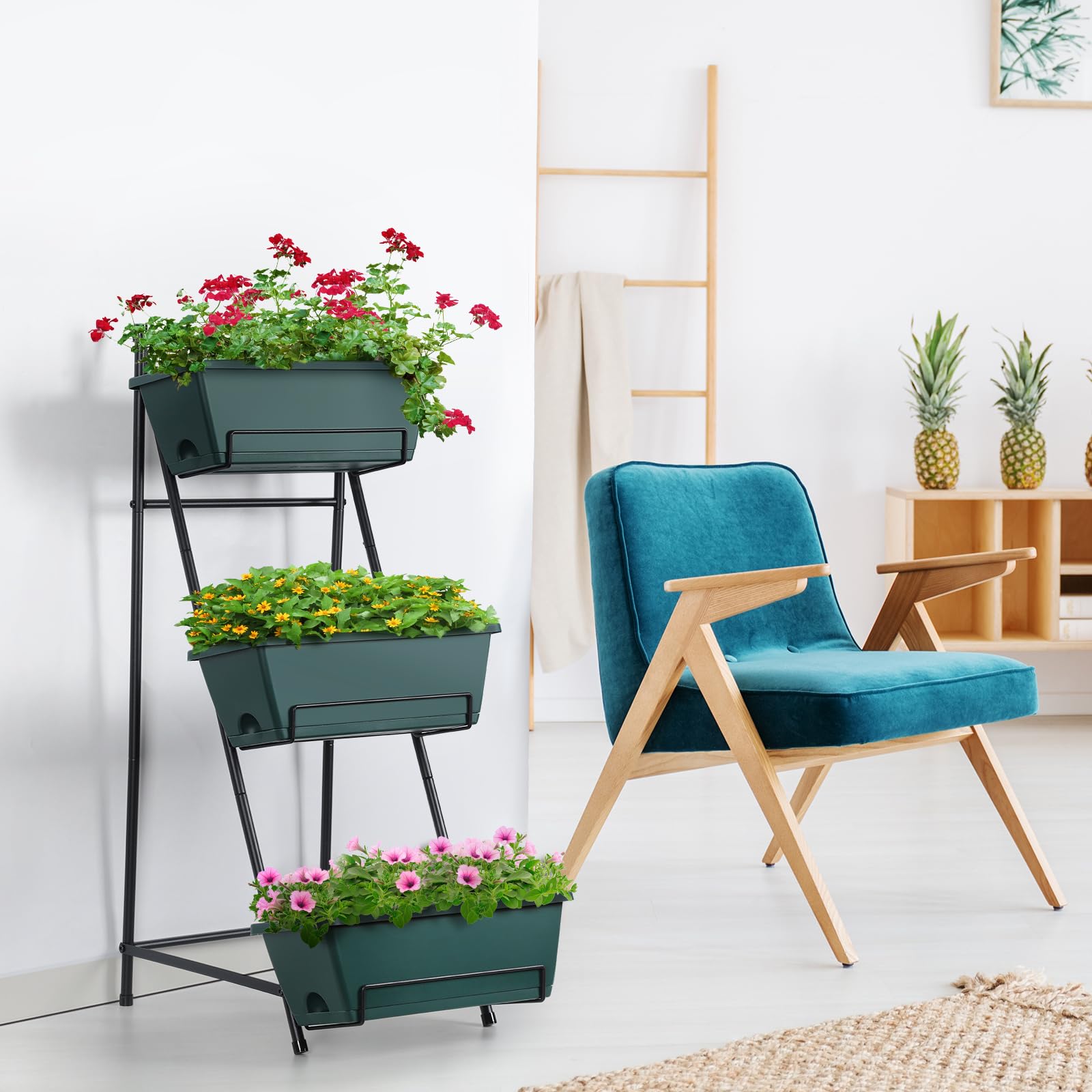BTY on a balcony with herbs planted showing stylish small-space gardening