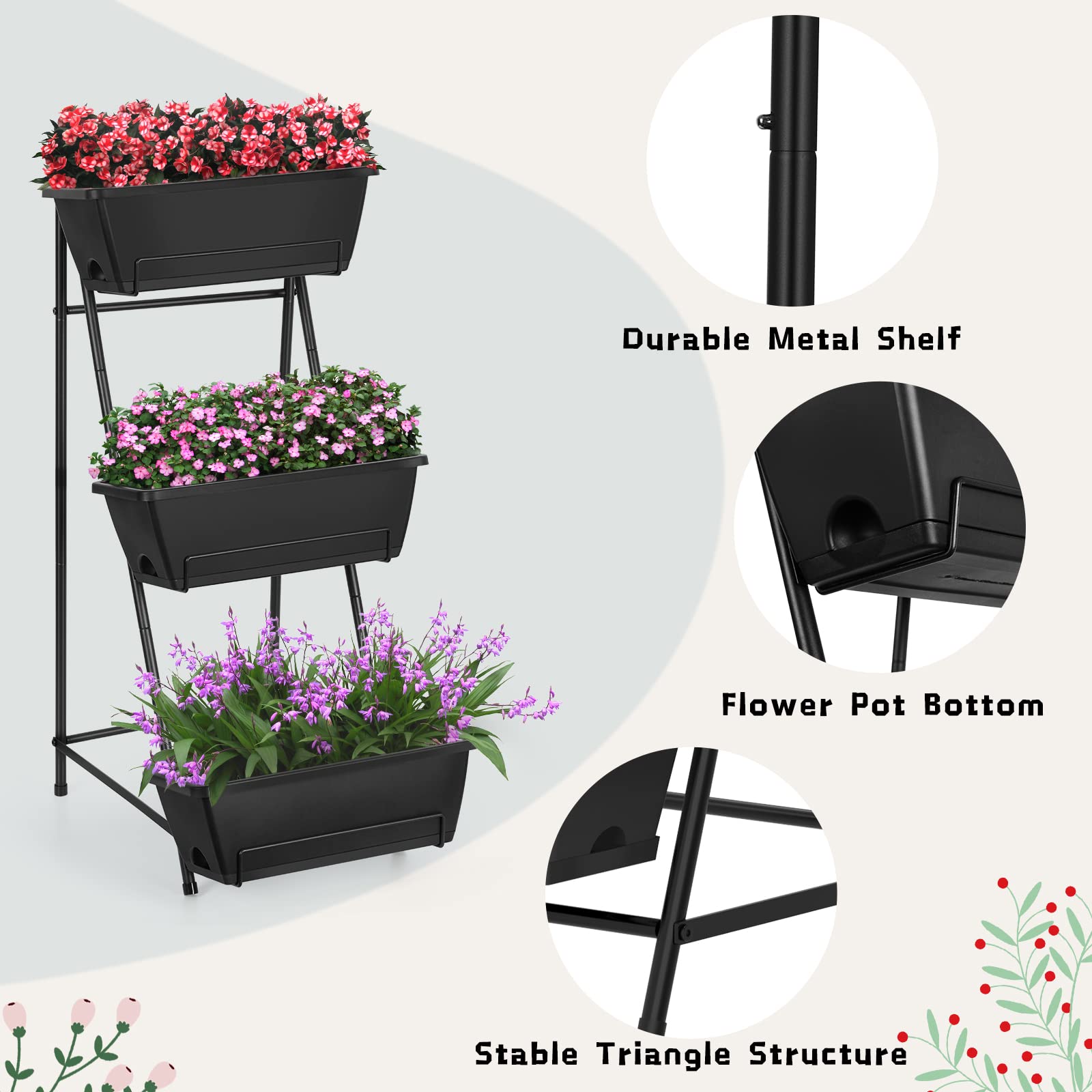 BTY close-up of triangular base support ensuring stable, wind-resistant stand