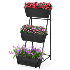 BTY front view of 3-tier vertical garden showing compact planting capacity and organization
