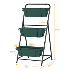 BTY side profile of vertical planter highlighting stepped tiers and ergonomic trapezoidal design