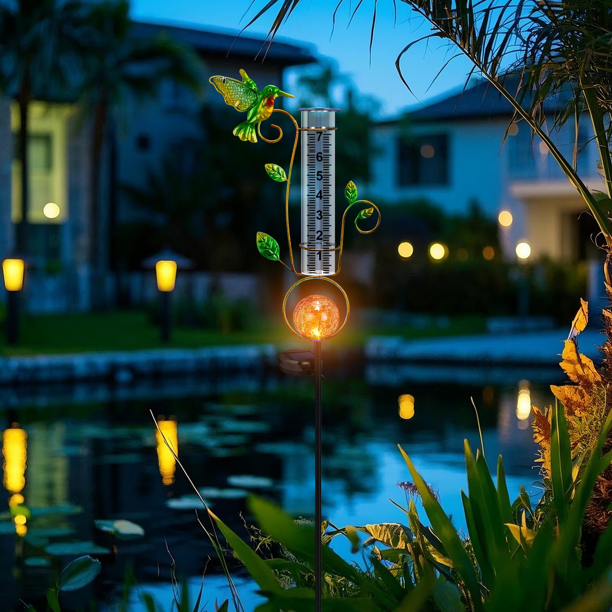 BUARO8AGA nighttime patio scene with lit gauge adding mood lighting to outdoor seating