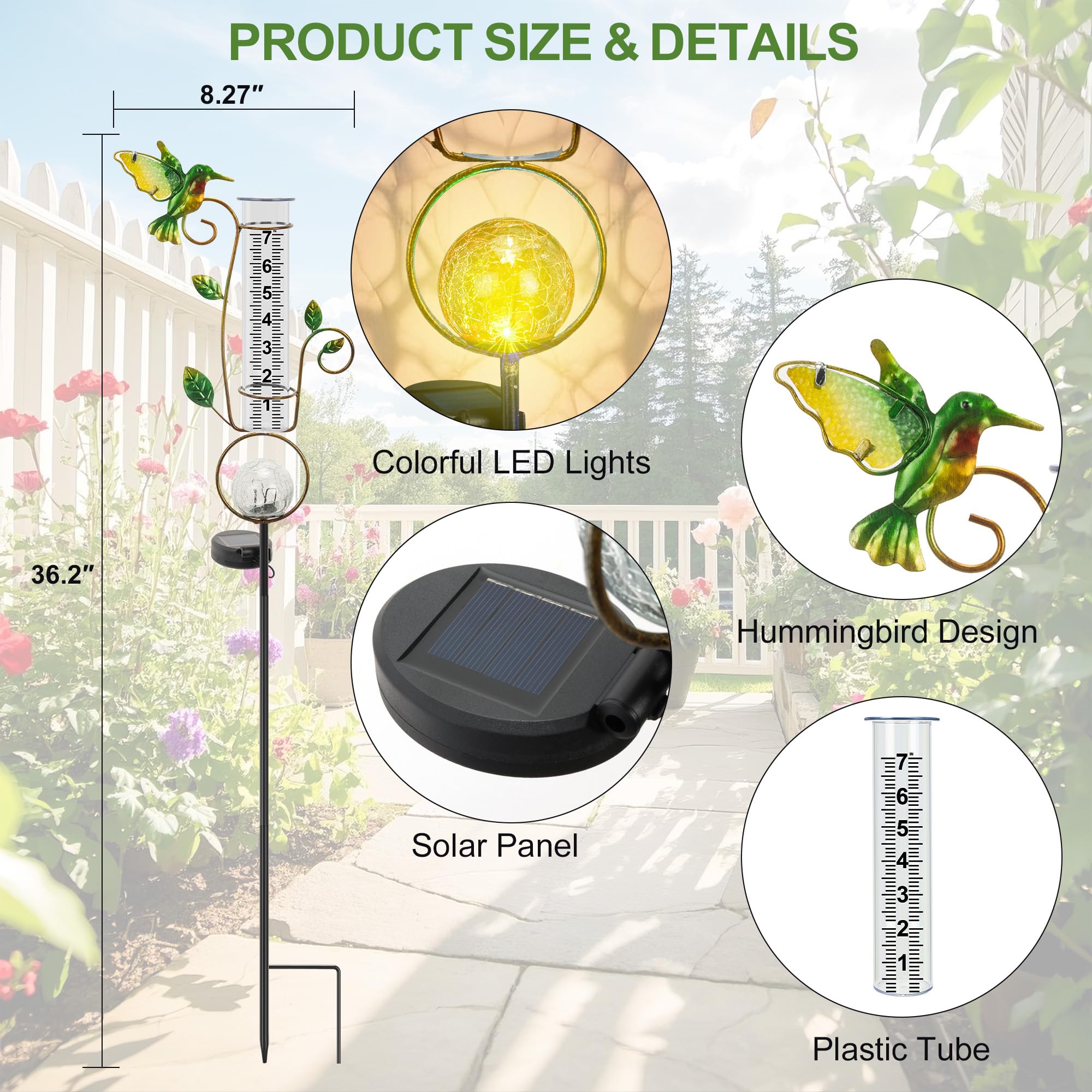 BUARO8AGA solar panel on top charging during day for automatic LED lighting