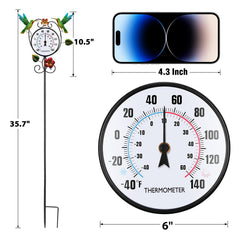BUARO8AGA thermometer hanging on a wooden fence demonstrating versatile wall mounting and visibility