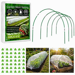 Buatkontly kit laid out showing netting and six fiberglass hoops, clear overview benefit