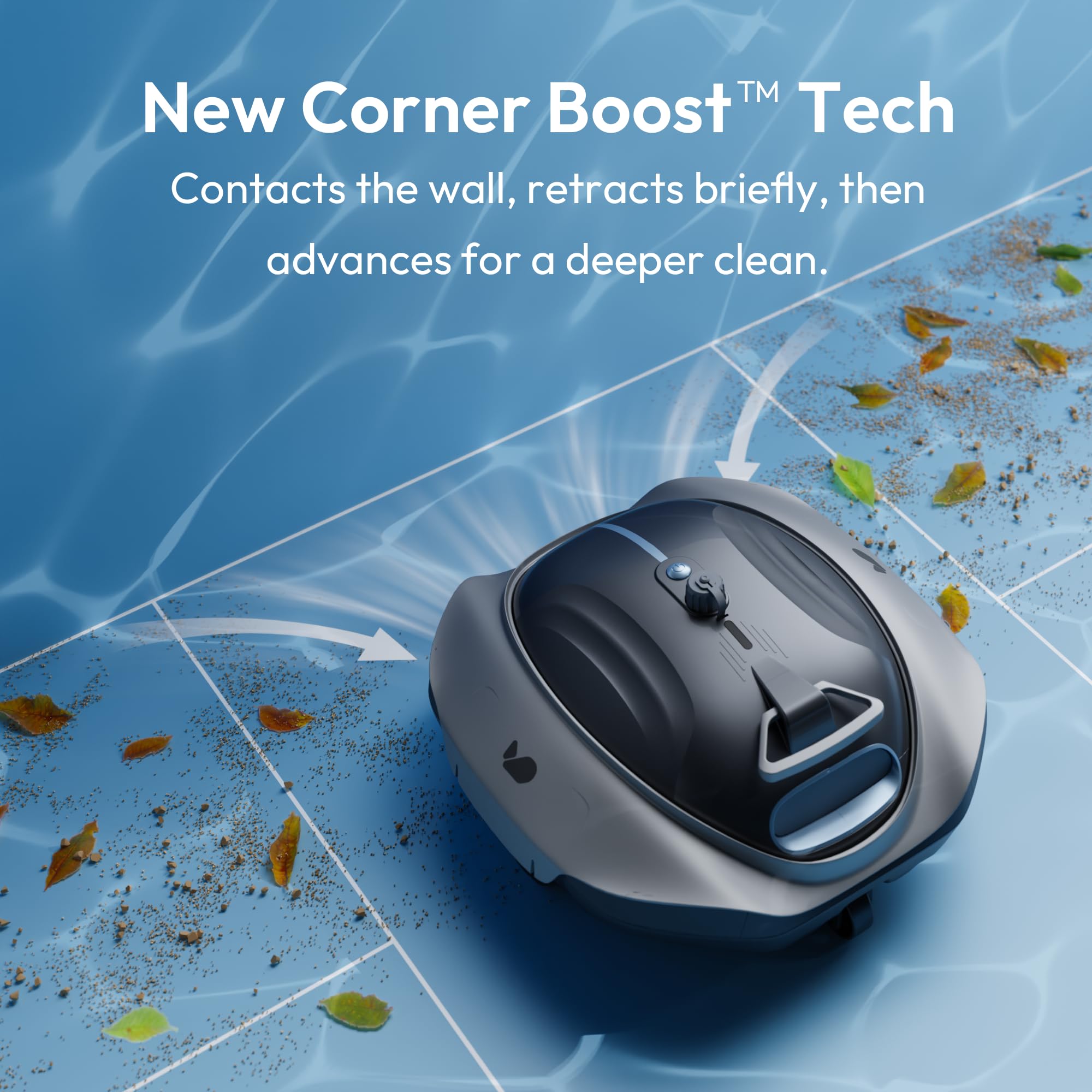 BUBLUE Bubot 300P performing Corner Boost to capture edge and corner debris