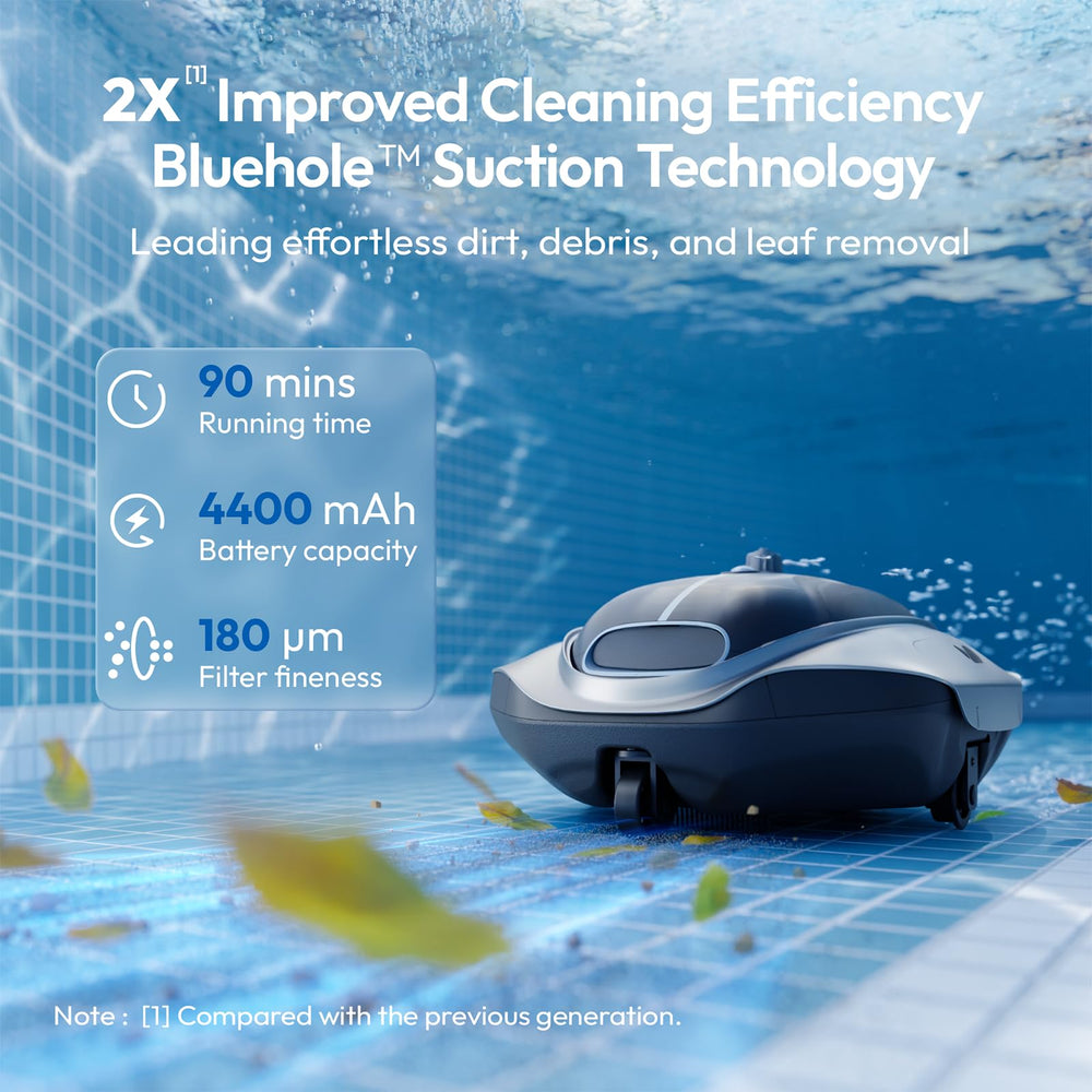 BUBLUE Bubot 300P filter door detail highlighting DirtLock Tech 2.0 for cleaner emptying