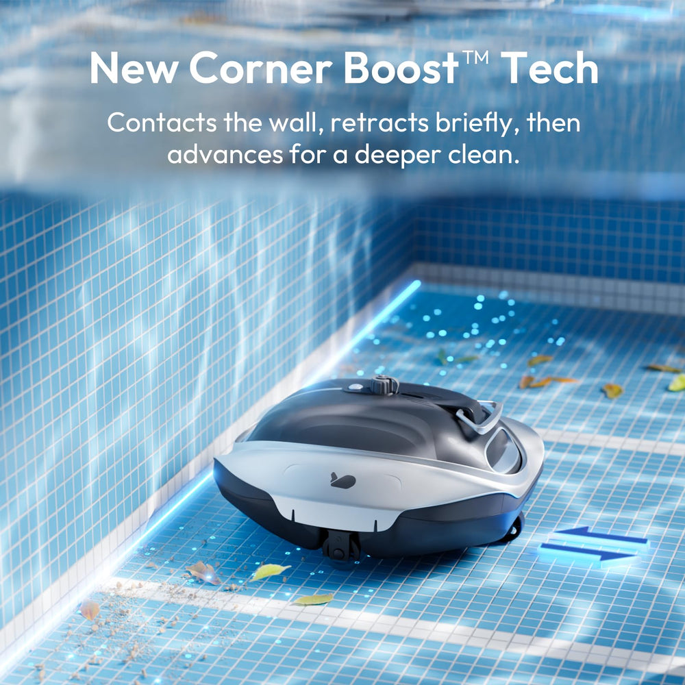 BUBLUE Bubot 300P next to pool ladder showing cordless scale and coverage benefit