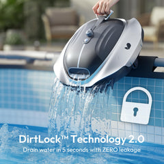 BUBLUE Bubot 300P side profile in pool demonstrating smart navigation and corner cleaning