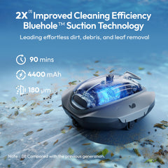 BUBLUE Bubot 300P top debris chamber open for quick emptying and no-drip benefit