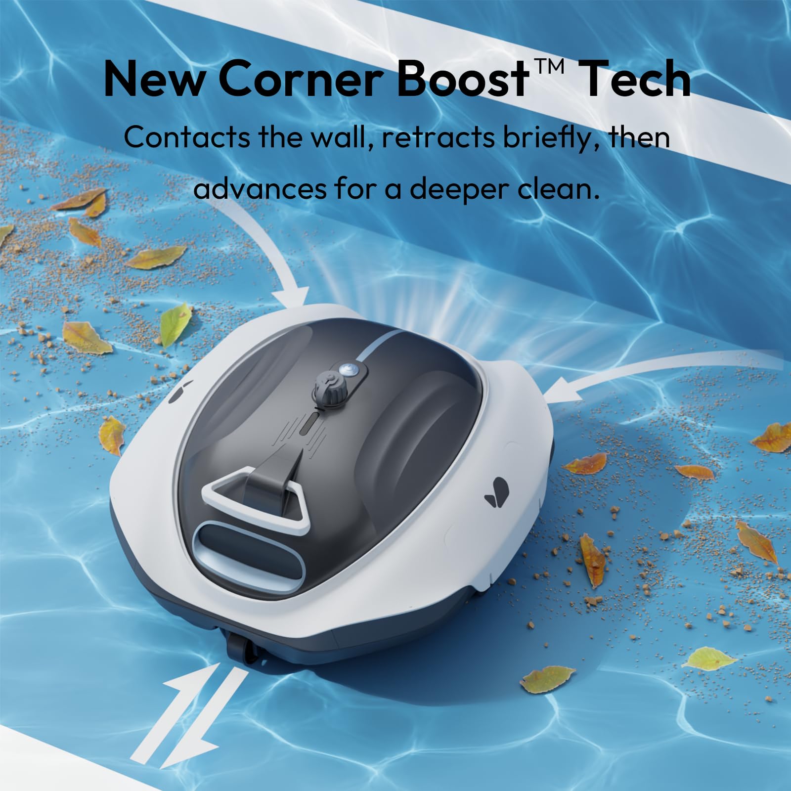 BUBLUE Bubot operating in above ground pool showing efficient floor coverage benefit