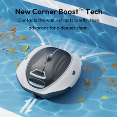 BUBLUE Bubot operating in above ground pool showing efficient floor coverage benefit