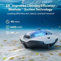 BUBLUE Bubot close-up of Bluehole suction showing powerful debris pickup benefit