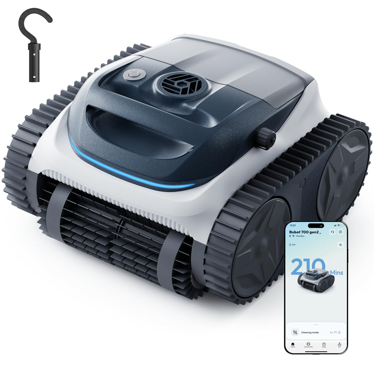 BUBLUE Bubot 700 front view showing sleek design and strong suction benefits