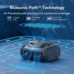BUBLUE Bubot 700 cleaning pool floor demonstrating powerful debris pickup benefit