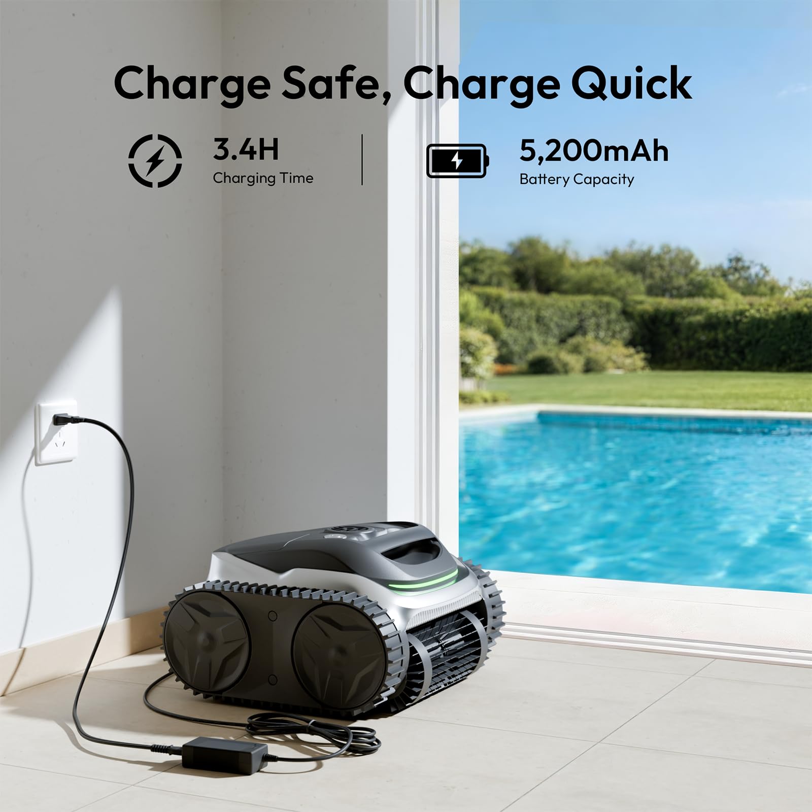 BUBLUE Bubot 700 in-pool lifestyle scene illustrating hands-free cleaning convenience