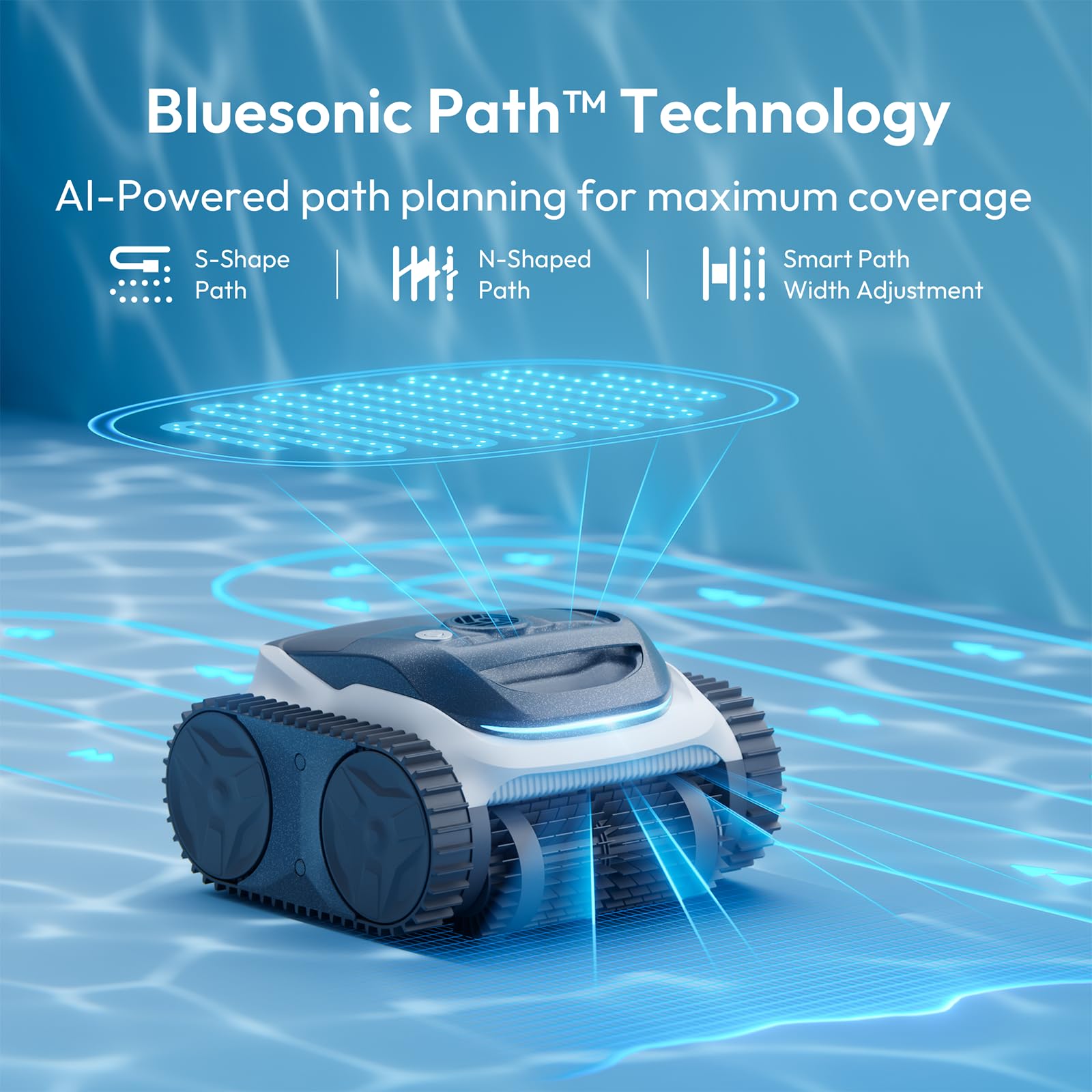 BUBLUE Bubot 700 climbing pool wall demonstrating reliable wall and waterline cleaning