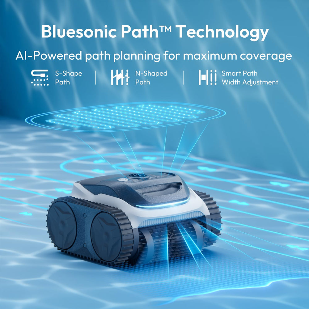 BUBLUE Bubot 700 climbing pool wall demonstrating reliable wall and waterline cleaning