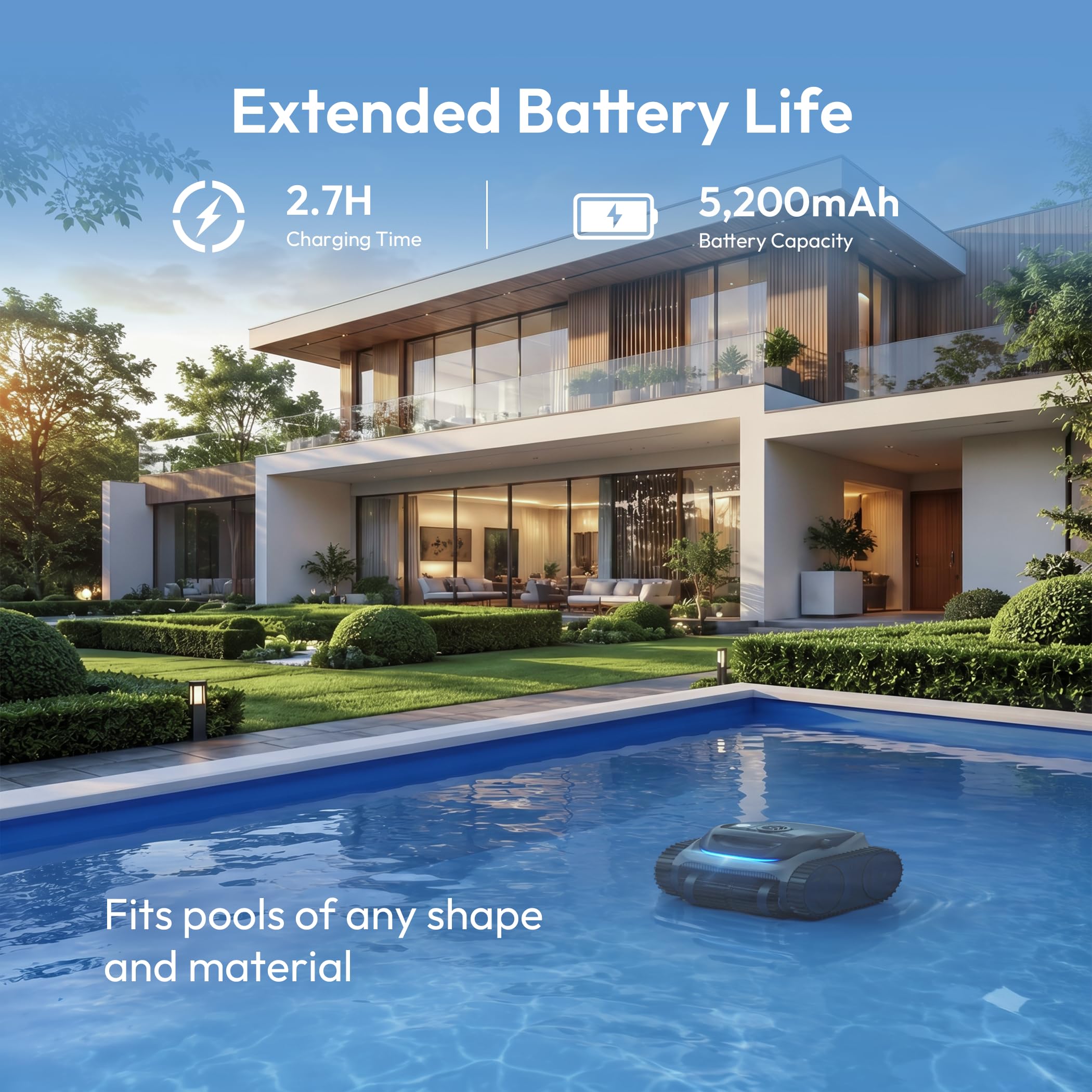 BUBLUE Bubot 700 next to pool for size scale and quick deployment