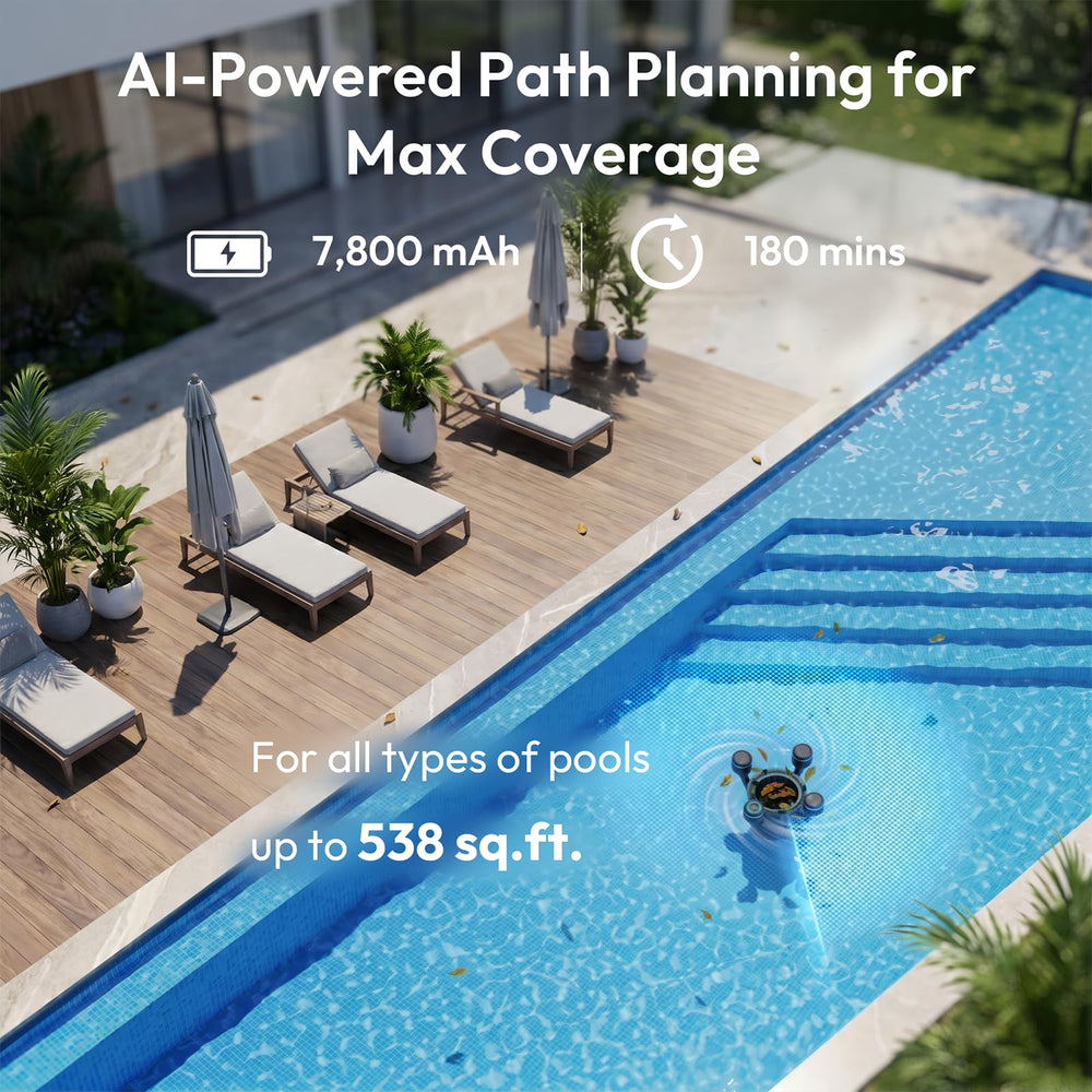 BUBLUE BuVortex V5 hugging pool edge and corner boosting targeted cleaning