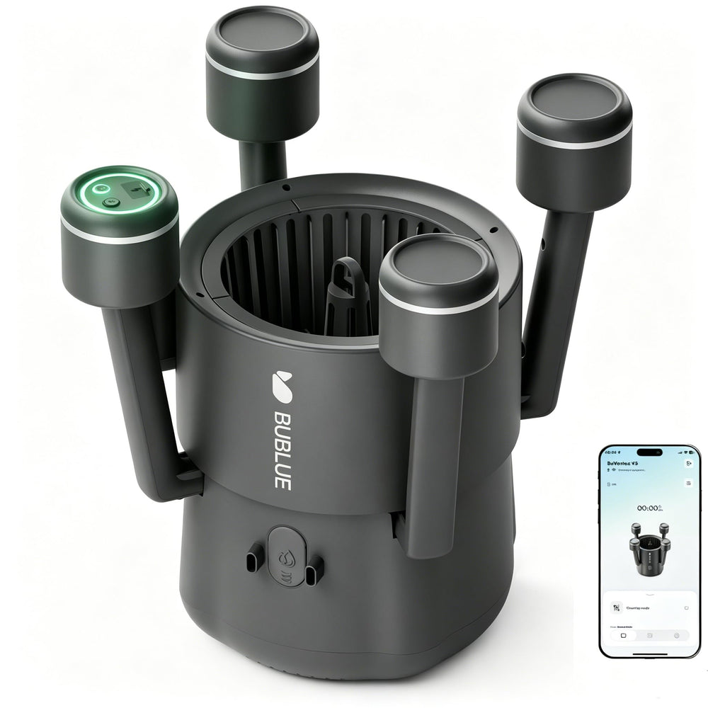 BUBLUE BuVortex V5 front view showing sleek design and easy deployment benefit