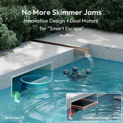 BUBLUE BuVortex V5 skimming pool surface collecting leaves for cleaner water