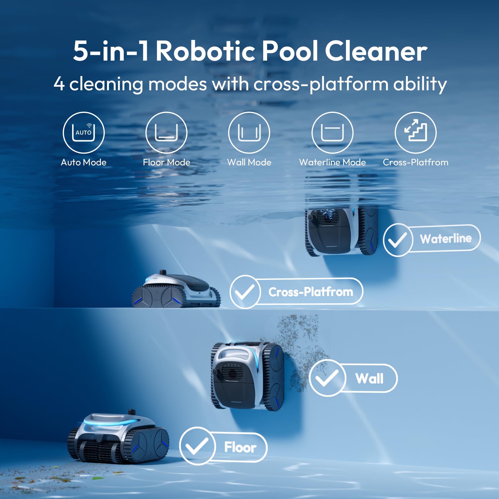 BUBLUE vacuum climbing pool wall and slope illustrating reliable navigation on uneven surfaces