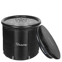 Bubplay front view with cover showing compact protected tub and easy access