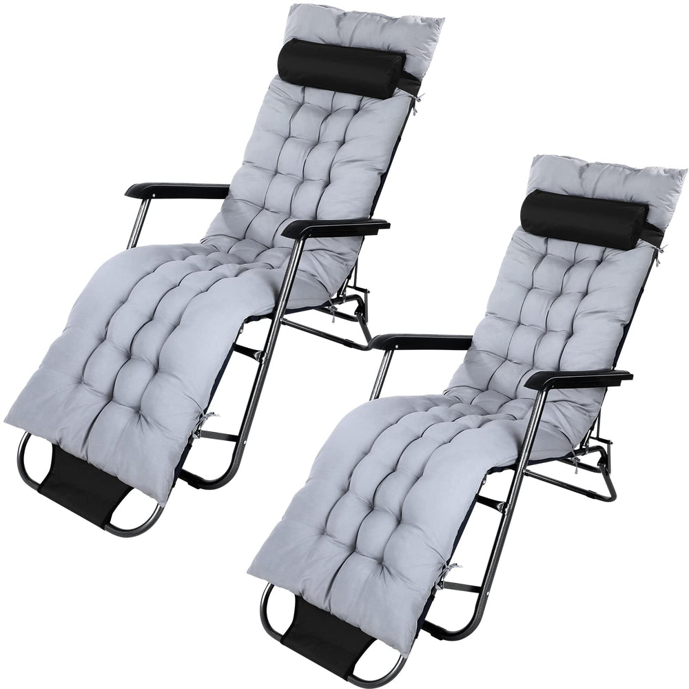 Bucherry front view of the two gray chaise cushions showing full-length coverage and comfort