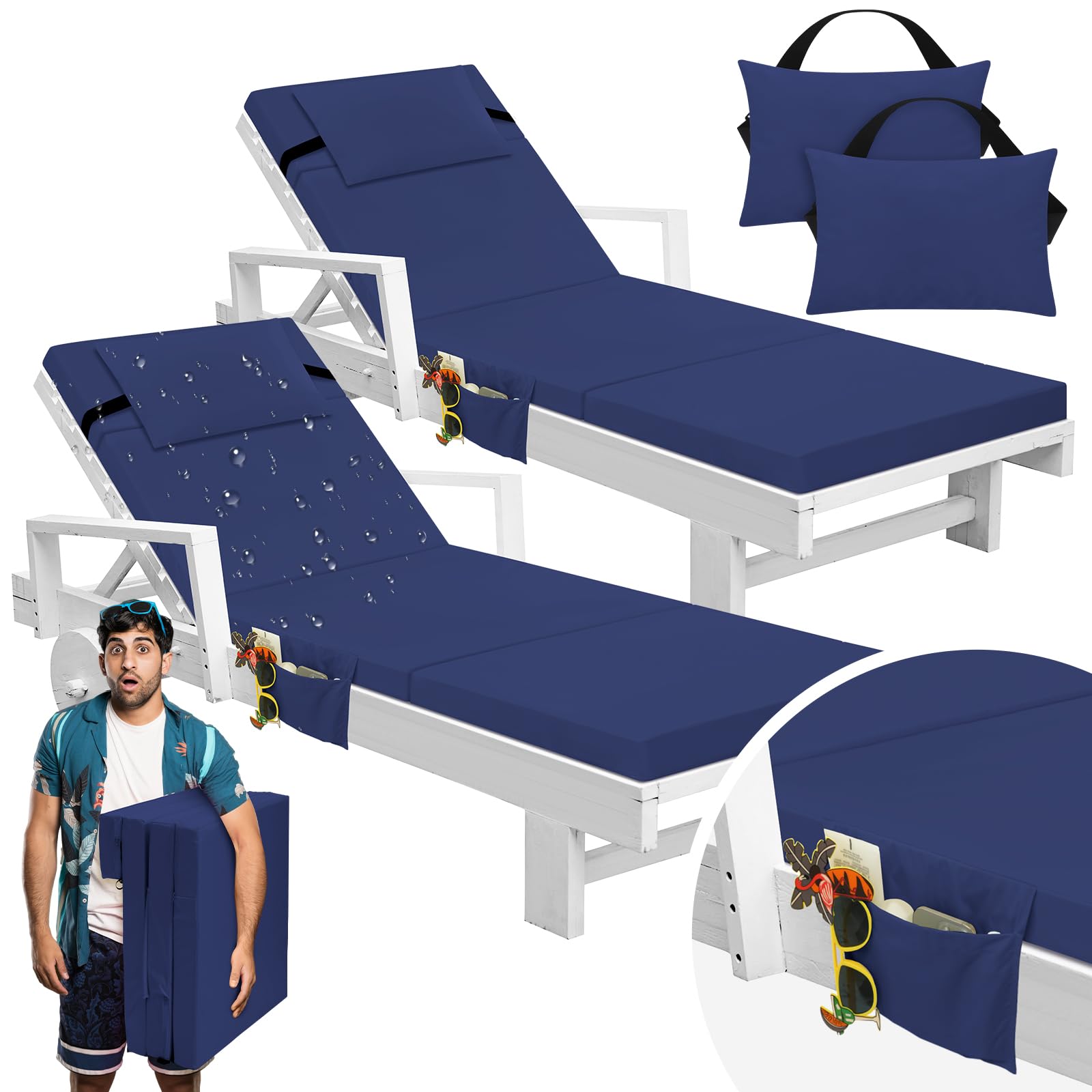 Bucherry navy cushions on poolside lounger creating stylish outdoor comfort