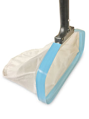 BUCKET PROS Triluca front view showing 14-inch frame and fine mesh for efficient skimming