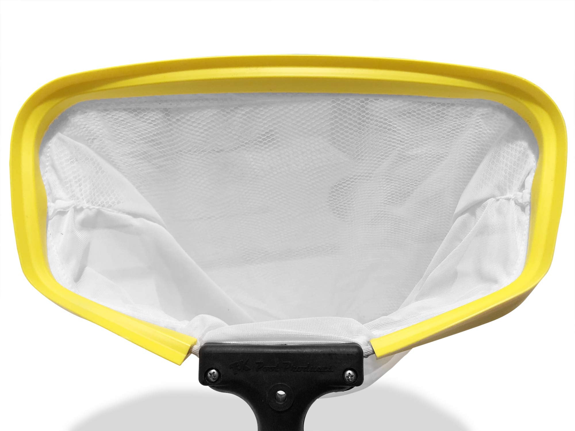 BUCKET PROS net in use on pool surface removing leaves and pollen for easier maintenance